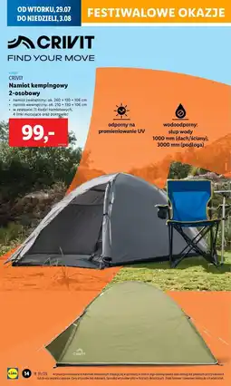Lidl Namiot kempingowy 2-osobowy 125 x 105 205 cm Crivit oferta