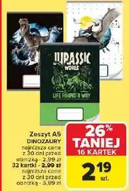 Carrefour Zeszyt a5 32 kartek dinozaury oferta