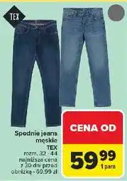 Carrefour Spodnie jeans męskie 32-44 Tex oferta