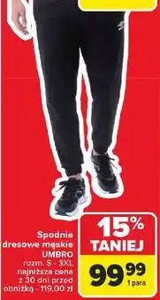 Carrefour Spodnie dresowe męskie czarne Umbro oferta