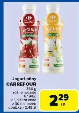 Carrefour Jogurt do picia waniliowy Carrefour Classic oferta