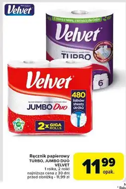 Carrefour Ręcznik papierowy duo Velvet Jumbo oferta