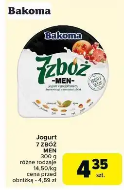 Carrefour Jogurt żurawina-czerwony grejpfrut Bakoma 7 Zbóż Men oferta