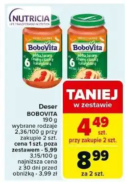 Carrefour Deserek jabłka banany i maliny z kaszką kukurydzianą Bobovita oferta