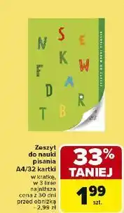 Carrefour Zeszyt do nauki pisania a4/32k. w 3 linie oferta