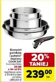Carrefour Komplet garnków ingenio cook eat Tefal oferta