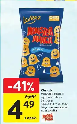 Intermarche Chrupki Monster Munch wybrane rodzaje oferta