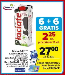 Carrefour Mleko UHT Łaciate 3.2% Mlekpol oferta