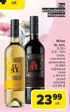 Carrefour Wino półsłodkie El Sol Espana oferta