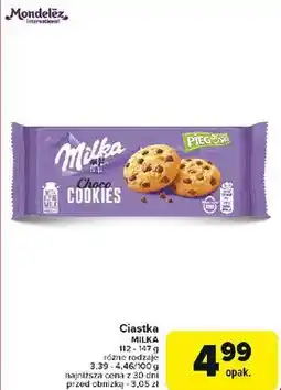 Carrefour Ciastka z kawałkami czekolady Milka Pieguski oferta