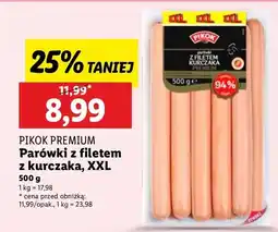 Lidl Parówki z filetem z kurczaka XXL Pikok Premium oferta