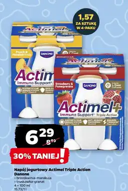 Netto Napój jogurtowy Actimel Triple Action Danone o smaku brzoskwinia-marakuja i truskawka-granat oferta