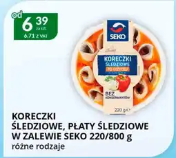 Eurocash Cash & Carry Koreczki śledziowe, płaty śledziowe w zalewie Seko oferta