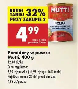 Biedronka Pomidory w puszce Mutti, 400 g oferta