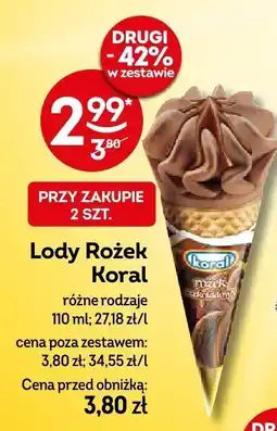 Żabka Lody Rożek Koral różne rodzaje oferta