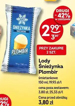 Żabka Lody Śnieżynka Plombir śmietankowe oferta