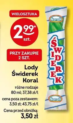 Żabka Lody Świderek Koral różne rodzaje oferta
