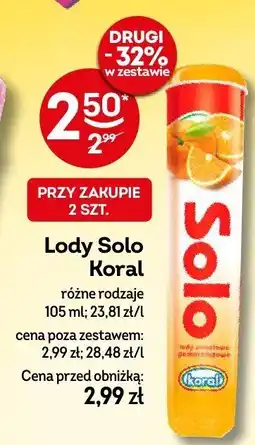 Żabka Lody Solo Koral różne rodzaje oferta