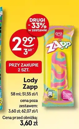 Żabka Lody Zapp oferta