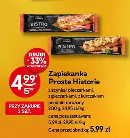 Żabka Zapiekanka mrożona Proste Historie z szynką i pieczarkami, z pieczarkami, z kurczakiem oferta