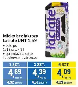 Makro Mleko bez laktozy UHT 1,5% Łaciate oferta