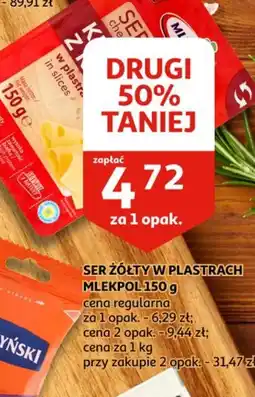 Auchan Ser żółty w plastrach Mlekpol oferta