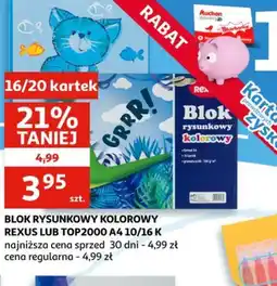 Auchan Blok rysunkowy kolorowy REXUS LUB TOP2000 A4 oferta
