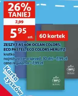 Auchan Zeszyt A5 60K Ocean Colors, Eco Pastel, Eco Colors Herlitz oferta