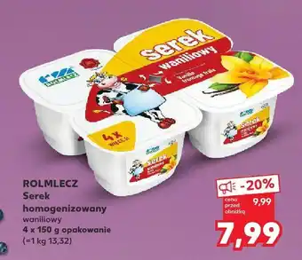 Kaufland Serek homogenizowany waniliowy 4-pak Rolmlecz oferta