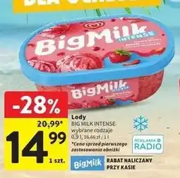 Intermarche Lody truskawkowe intense Algida Big Milk oferta
