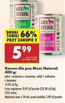 Biedronka Karma dla psa indyk i wołowina z batatami Maxi Natural oferta