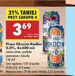 Biedronka Piwo Okocim Radler Ciemny Wiśnia 0% oferta