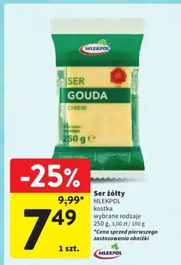 Intermarche Ser żółty Gouda kostka wybrane rodzaje Mlekpol oferta