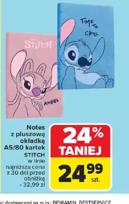 Carrefour Notes z pluszową okładką A5/80 kartek Stitch oferta