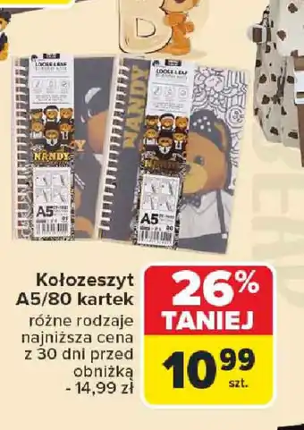 Carrefour Kołozeszyt A5/80 kartek oferta