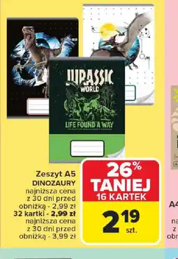 Carrefour Zeszyt A5 Dinozaury oferta
