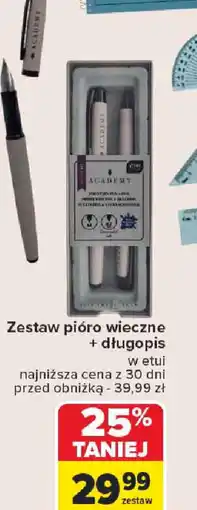 Carrefour Zestaw pióro wieczne + długopis oferta