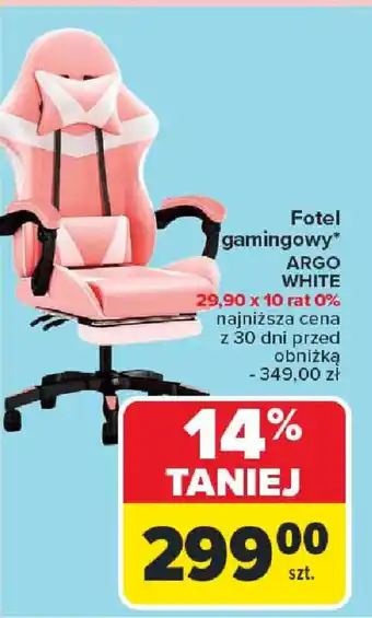 Carrefour Fotel gamingowy Argo White oferta