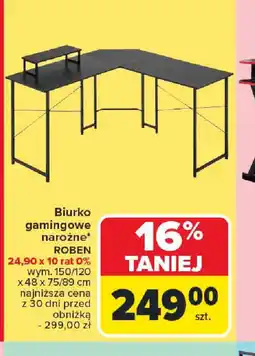 Carrefour Biurko gamingowe narożne Roben oferta