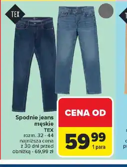 Carrefour Spodnie jeans męskie TEX oferta