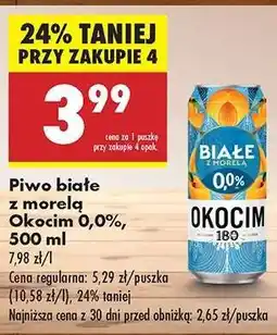 Biedronka Piwo białe z morelą Okocim 0,0%, 500 ml oferta