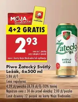 Biedronka Piwo Žatecký Světlý Ležák 6x500 ml oferta