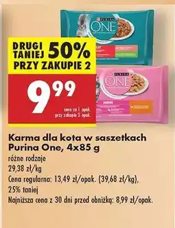 Biedronka Karma dla kota w saszetkach Purina One, 4x85 g oferta