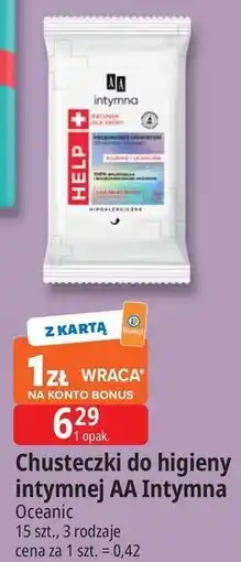 E.Leclerc Chusteczki do higieny intymnej help Aa Intymna oferta