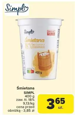 Carrefour Śmietana SIMPL 18% oferta