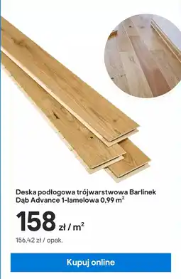Castorama Deska podłogowa trójwarstwowa Barlinek Dąb Advance 1-lamelowa oferta