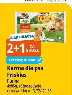 E.Leclerc Karma dla psa wołowina kurczak i jagnięcina w sosie Purina Friskies oferta