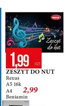 E.Leclerc Zeszyt do nut a4 16k Rexus oferta