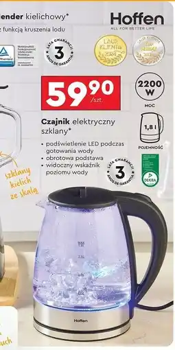 Biedronka Czajnik elektryczny szklany 1.8 l Hoffen oferta