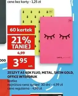 Auchan Zeszyt a5/60 k kratka satin gold Interdruk oferta